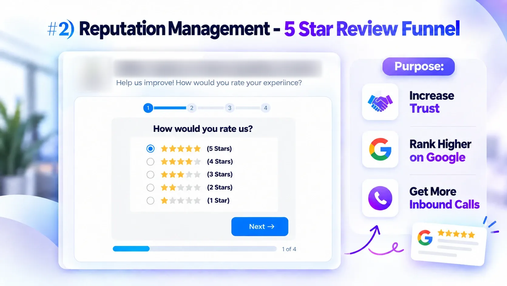 5-star review funnel asking patients to rate their experience