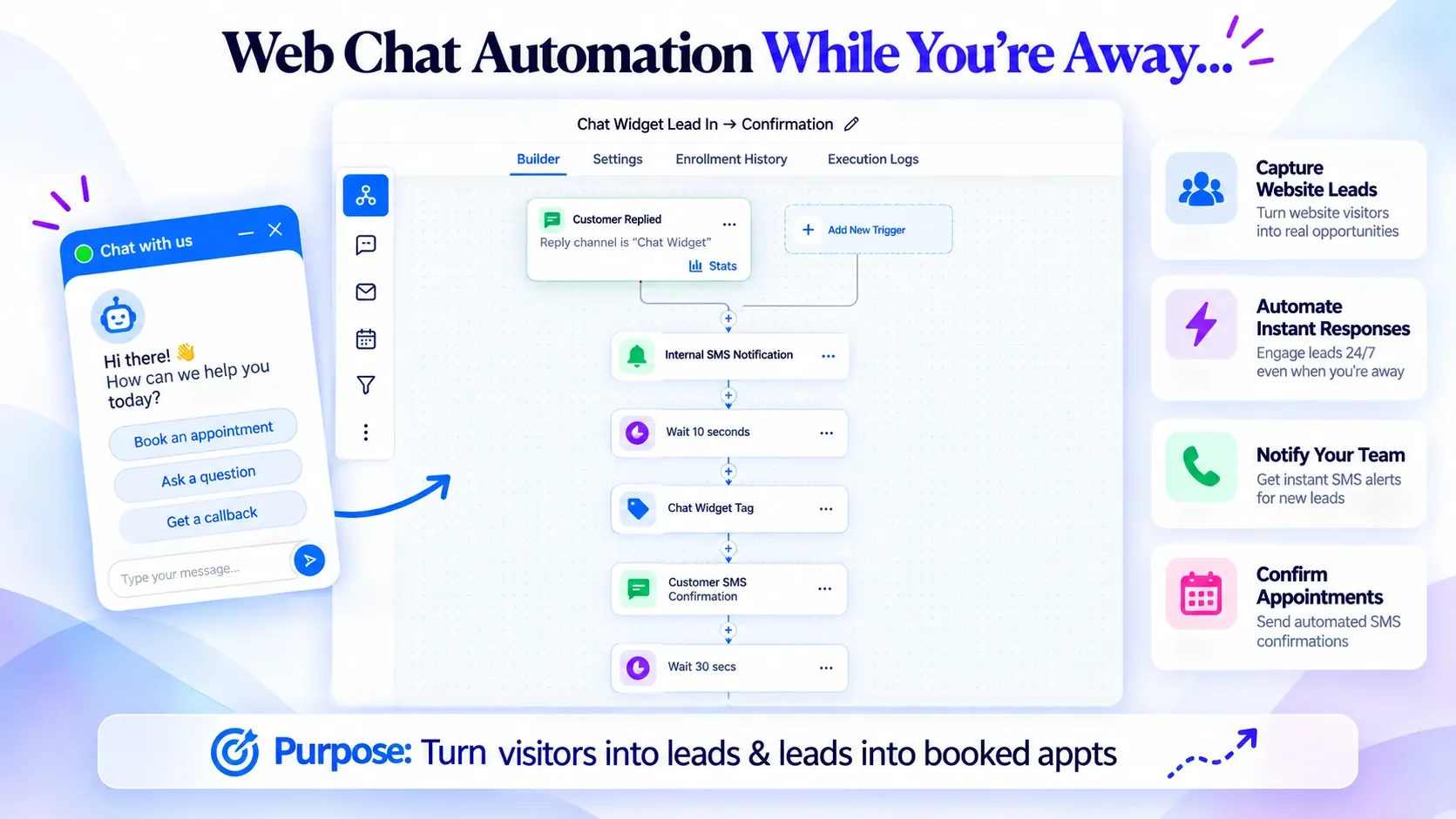Web chat automation that captures leads and confirms appointments